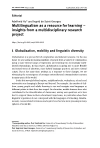 Multilingualism As a Resource for Learning – Insights from a Multidisciplinary Research Project
