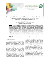 Ssbs) Excise Tax Using Advocacy Coalition Framework (ACF