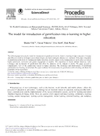 The Model for Introduction of Gamification Into E-Learning in Higher Education