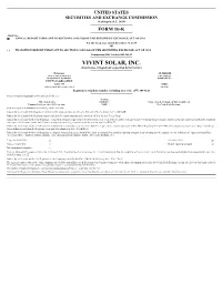 VIVINT SOLAR, INC. (Exact Name of Registrant As Specified in Its Charter)