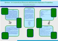 Bamboo: an Underutilized Resource with Extensive Application Possibilities