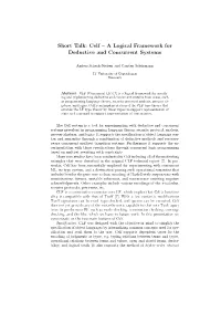 Celf – a Logical Framework for Deductive and Concurrent Systems