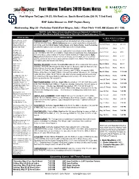 Fort Wayne Tincaps 2019 Game Notes