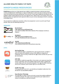 Mindfulness Resources Handout
