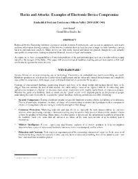 Paper: Hacks and Attacks: Examples of Electronic Device Compromise
