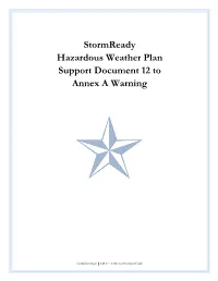 Stormready Hazardous Weather Plan Support Document 12 to Annex a Warning