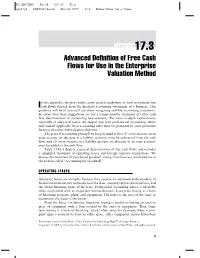 Advanced Definition of Free Cash Flows for Use in the Enterprise