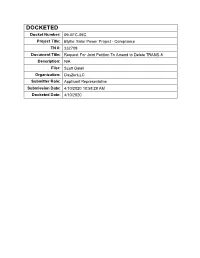 Request for Joint Petition to Amend to Delete TRANS-8