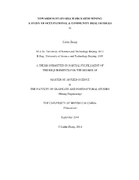 TOWARDS SUSTAINABLE RARE EARTH MINING: a STUDY of OCCUPATIONAL & COMMUNITY HEALTH ISSUES By
