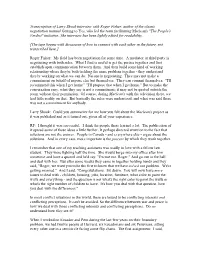 Transcription of Larry Shook Interview with Roger Fisher, Author of The