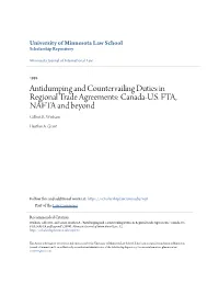 Antidumping and Countervailing Duties in Regional Trade Agreements: Canada-U.S