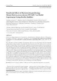 Beneficial Effect of Bacteriocin-Producing Strain Enterococcus Durans ED 26E/7 in Model Experiment Using Broiler Rabbits