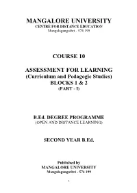 Course 10 Assessment for Learning