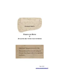 Ferdinand Denis V Analyse Des Notes Manuscrites