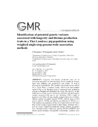 Identification of Potential Genetic Variants Associated with Longevity