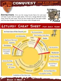 Liturgy Cheat Sheet for Each Team