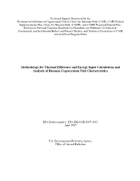 Methodology for Thermal Efficiency and Energy Input Calculations and Analysis of Biomass Cogeneration Unit Characteristics