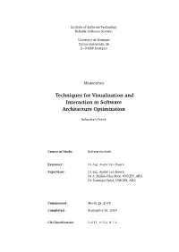 Techniques for Visualization and Interaction in Software Architecture Optimization