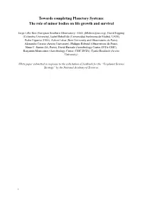 Towards Completing Planetary Systems: the Role of Minor Bodies on Life Growth and Survival