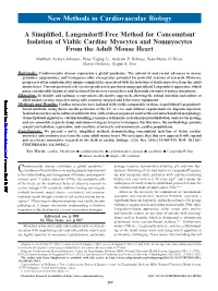 A Simplified, Langendorff-Free Method for Concomitant Isolation of Viable Cardiac Myocytes and Nonmyocytes from the Adult Mouse Heart