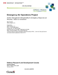 Emergency Air Operations Project Aviation Management Interoperability for Emergency Response and Recovery : Return on Investment