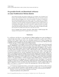On Possible Dardic and Burushaski Influence on Some Northwestern Tibetan Dialects