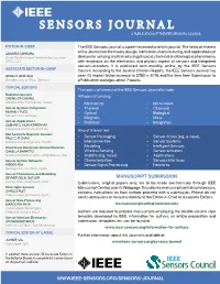 Sensors Journal a Publication of the Ieee Sensors Council