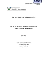 Study Into the Need to Regulate Music Therapists in the Commonweath Of