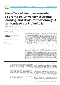 The Effect of the Rose Essential Oil Aroma on University Students’ Learning and Short-Term Memory: a Randomized Controlled Trial