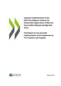 Upstream Implementation of the OECD Due Diligence Guidance for Responsible Supply Chains of Minerals from Conflict-Affected