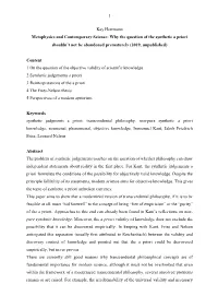 Why the Question of the Synthetic a Priori Shouldn't Not Be Abandoned