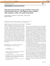 Digenea, Dicrocoeliidae) with Comments on Life Cycle and Host Specificity