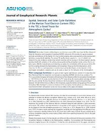 Spatial, Seasonal, and Solar Cycle Variations of the Martian Total