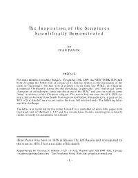 The Inspiration of the Scriptures Scientifically Demonstrated