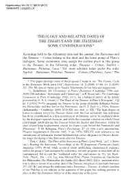 Theology and Relative Dates of the Timaeus and the Statesman: Some Considerations *
