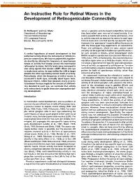 An Instructive Role for Retinal Waves in the Development of Retinogeniculate Connectivity