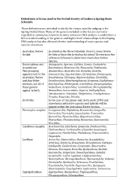 Definitions of Terms Used in the Orchid Society of Canberra Spring Show Schedule