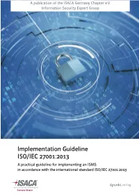 Implementation Guideline ISO/IEC 27001:2013