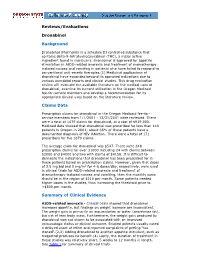 Reviews/Evaluations Dronabinol Background Claims Data Summary of Clinical Evidence