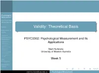 Validity: Theoretical Basis Importance of Validity