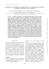 Exploring the Potential Use of Seismic Waves As a Communication Channel by Elephants and Other Large Mammals1