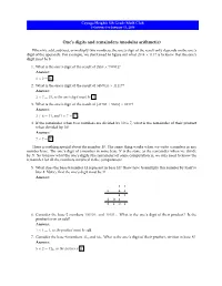 One's Digits and Remainders (Modular Arithmetic)