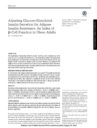 Adjusting Glucose-Stimulated Insulin Secretion for Adipose Insulin