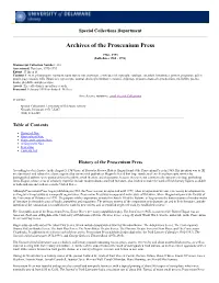 Archives of the Proscenium Press