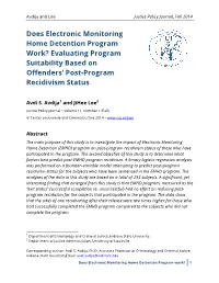 Does Electronic Monitoring Home Detention Program Work? Evaluating Program
