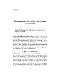 Elementary Thoughts on Discrete Logarithms