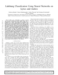 Lukthung Classification Using Neural Networks on Lyrics and Audios