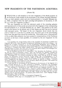 New Fragmenti's of the Parthenon Acroteria