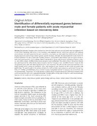 Original Article Identification of Differentially Expressed Genes Between Male and Female Patients with Acute Myocardial Infarction Based on Microarray Data