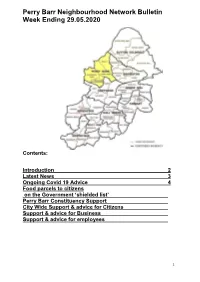 Perry Barr Neighbourhood Network Bulletin Week Ending 29.05.2020